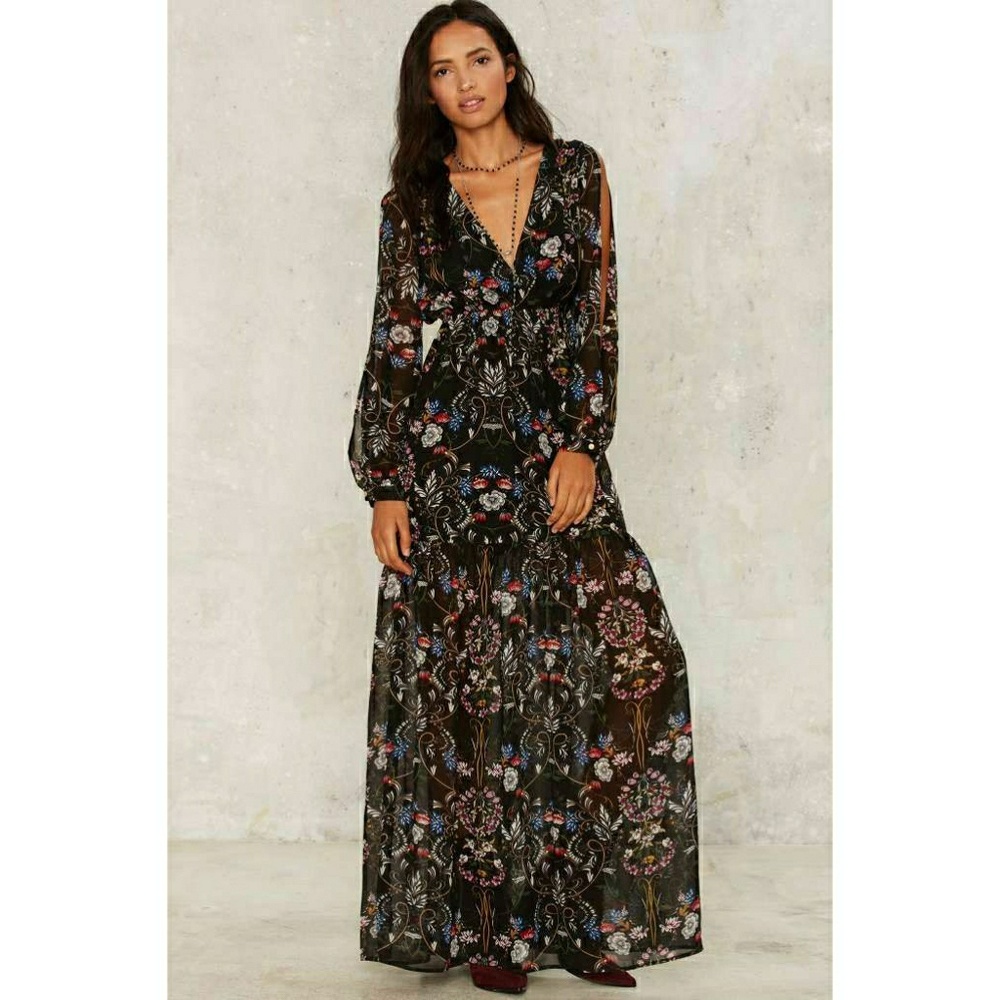 Nasty Gal Delfina Chiffon Floral Maxi Dress - Picture 2 of 8